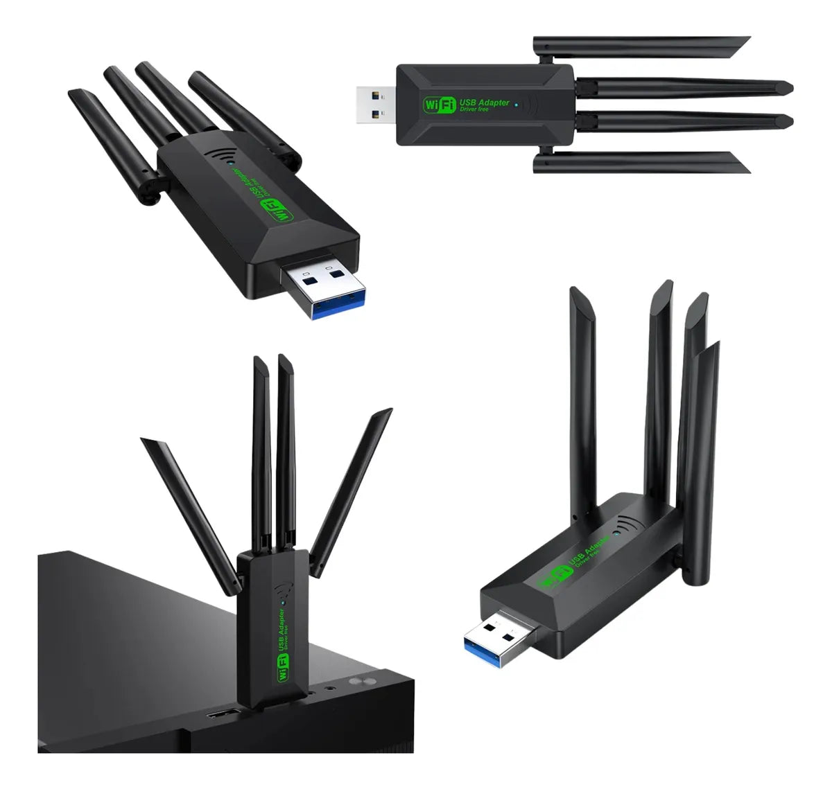 Adaptador Wifi Usb 5g Dual Band 1200 Mbps Receptor 4 Antenas