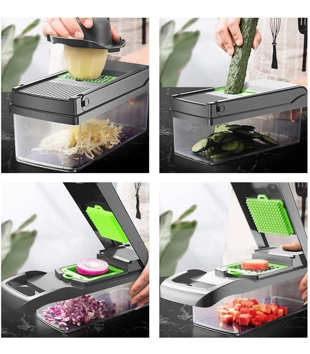 Mandolina Cocina Profesional Cortador Vegetales 14 Piezas Negro