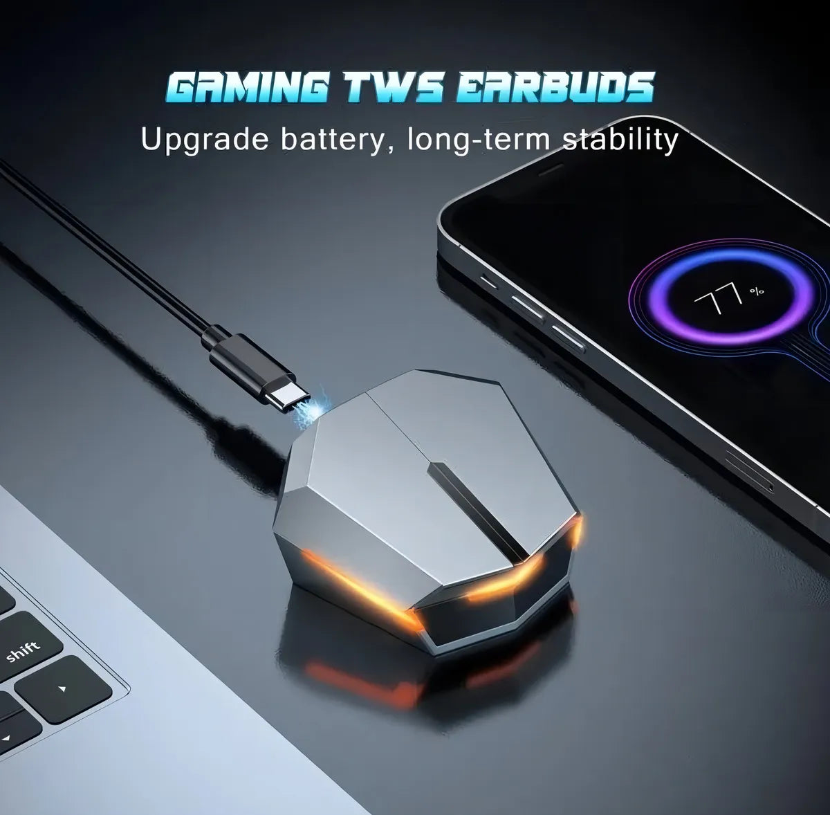 Audífonos Tws In-ear Gamer Inalámbricos Onikuma T32 Amarillo