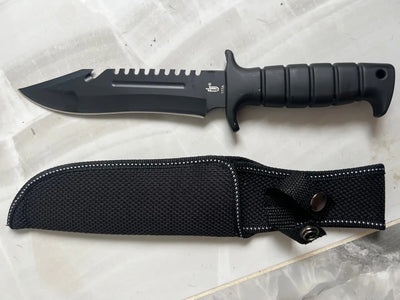 Cuchillo Táctico Camping Supervivencia Pesca + Estuche Negro