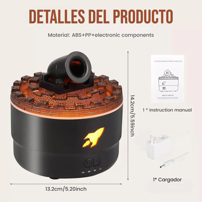 Humificador Difusor De Aromas Olores Cañon Lava Aros Luz Led - Negro