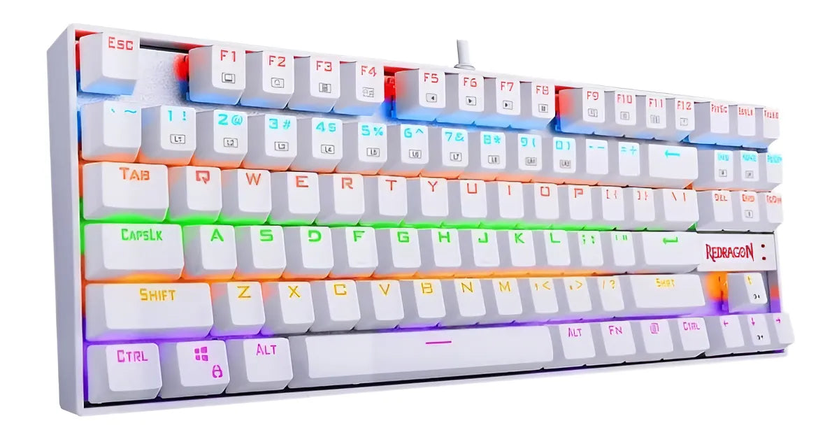 Teclado Gamer Redragon Kumara K552 Rainbow Blanco Red Esp Español Latinoamérica
