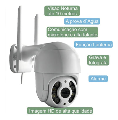 Cámara de seguridad WiFi para exteriores, 2 megapíxeles, sonido, visión nocturna, color blanco