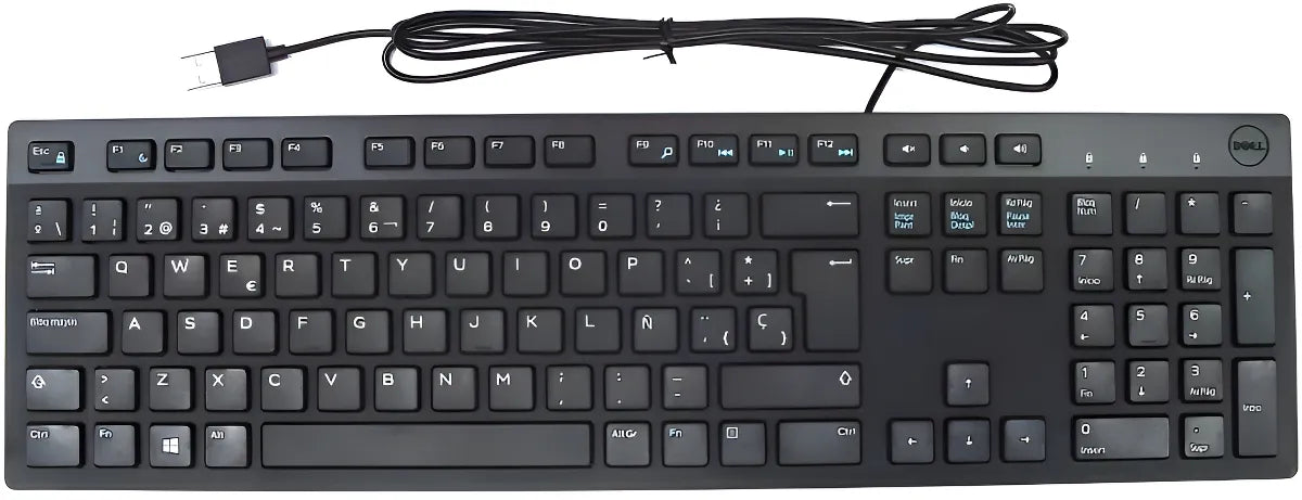 Teclado Dell KB216-BK-LTN QWERTY español latinoamérica color negro