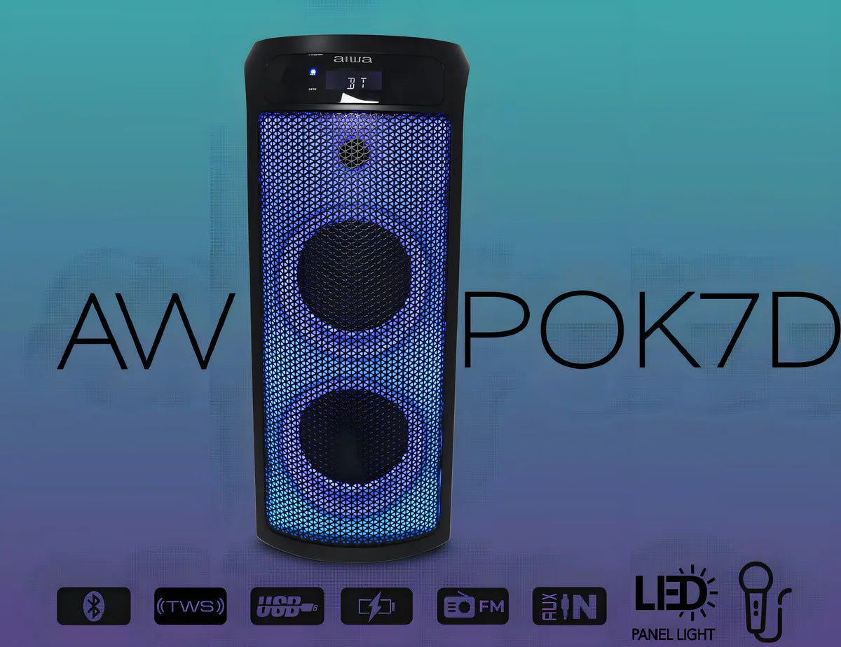 Sistema De Sonido AIWA AWPOK7D Bluetooth Flame Led Color Negro