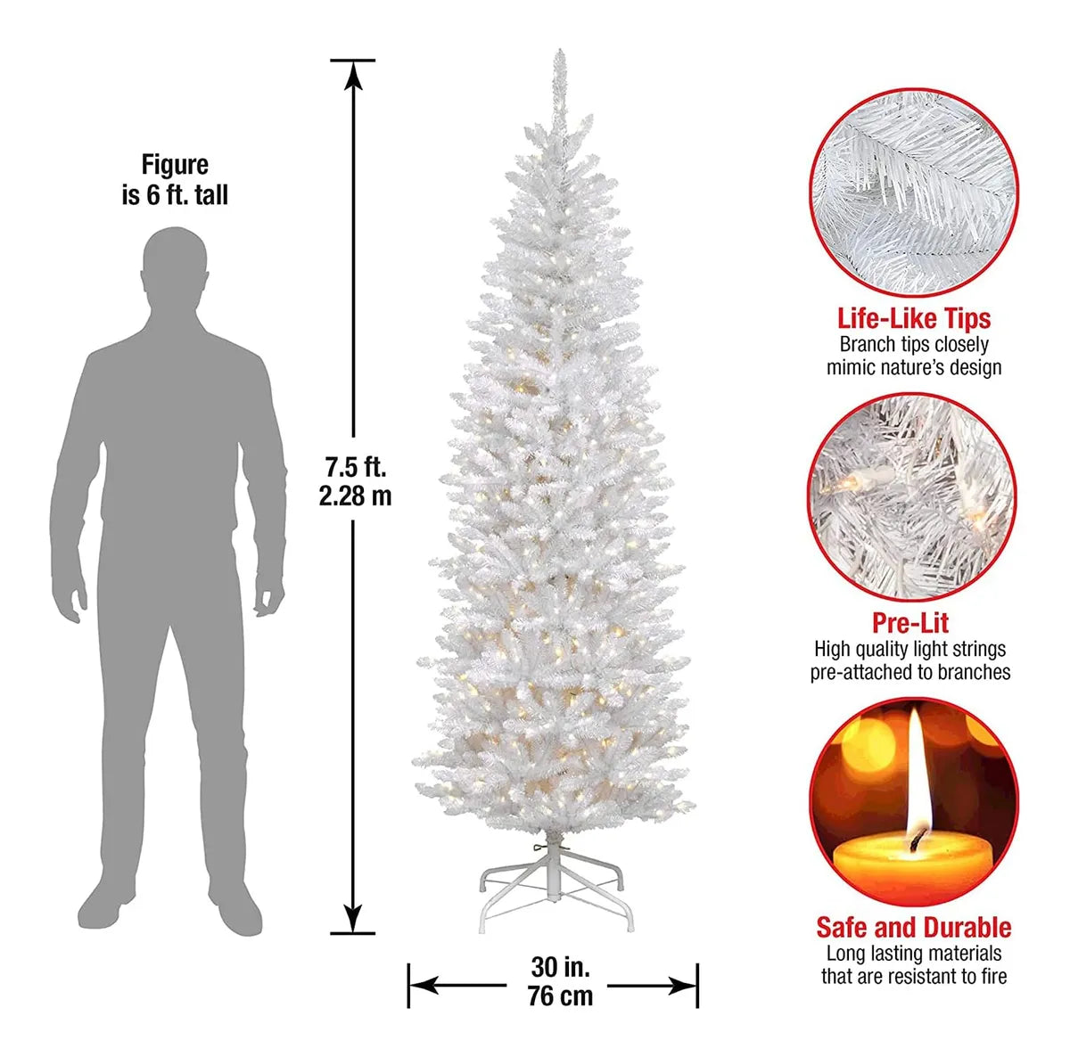Árbol De Navidad Artificial Preiluminado 7.5 Pies