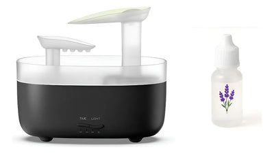 Humidificador De Aromas Cascada Vapor Luz Led + Esencia Negro