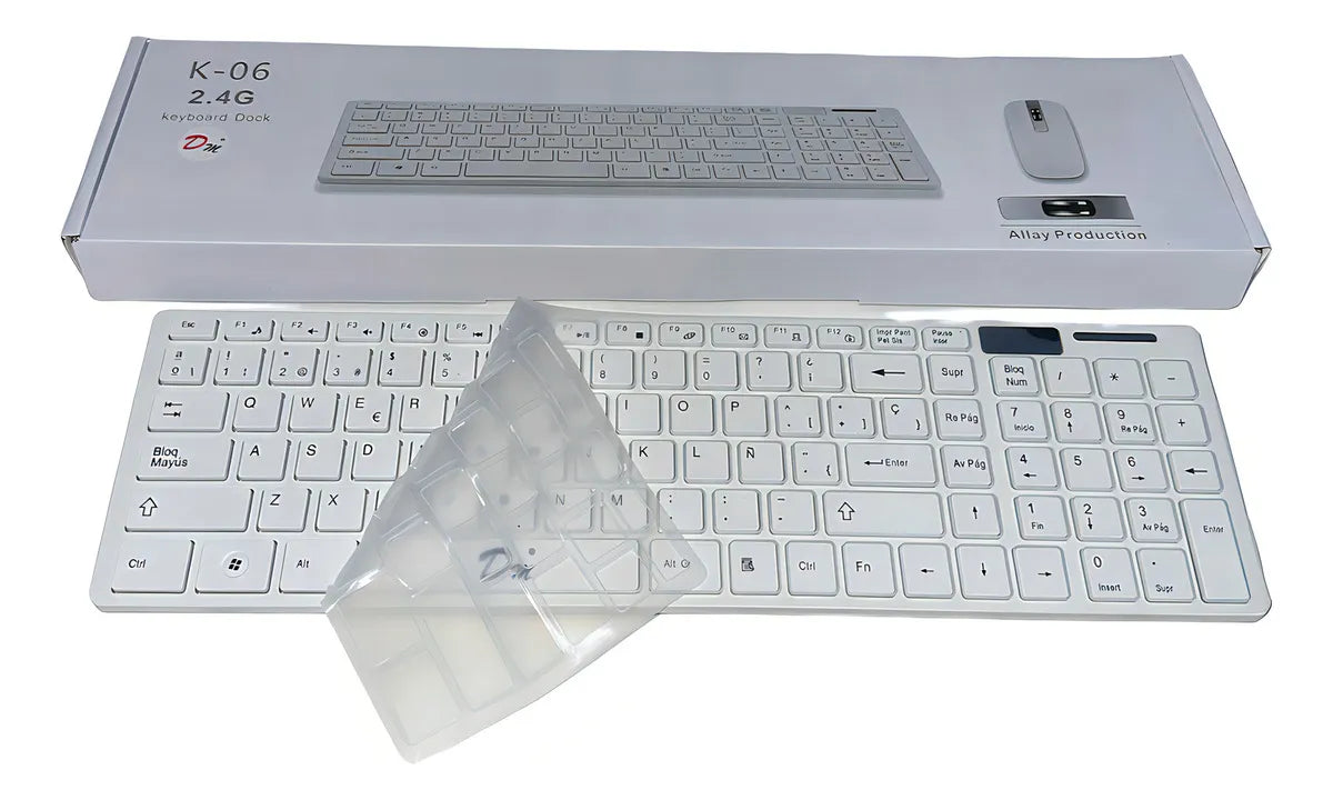 Combo Teclado Y Mouse Optico Inalámbrico Pc Mymobile K-06 Color Del Teclado Blanco