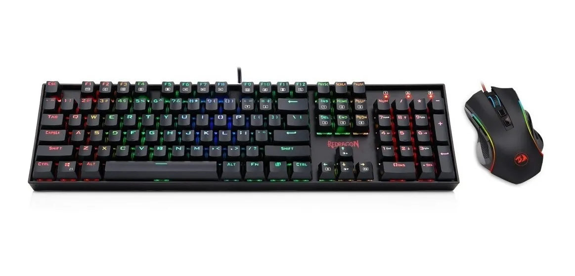 Combo Gamer Redragon K551rgb, Teclado Mecánico + Mouse M607 Negro Negro