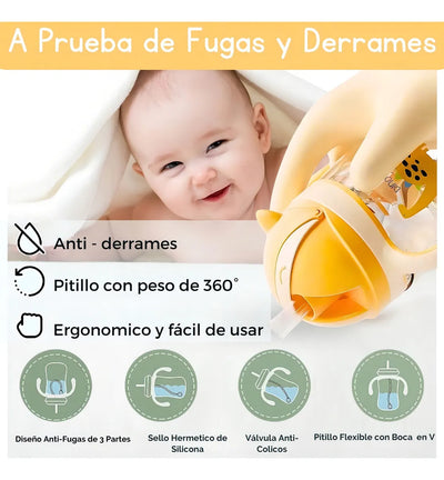 Vaso Entrenador Para Bebe Pitillo 360° Tritan Con Colgadera Color Verde Musgo