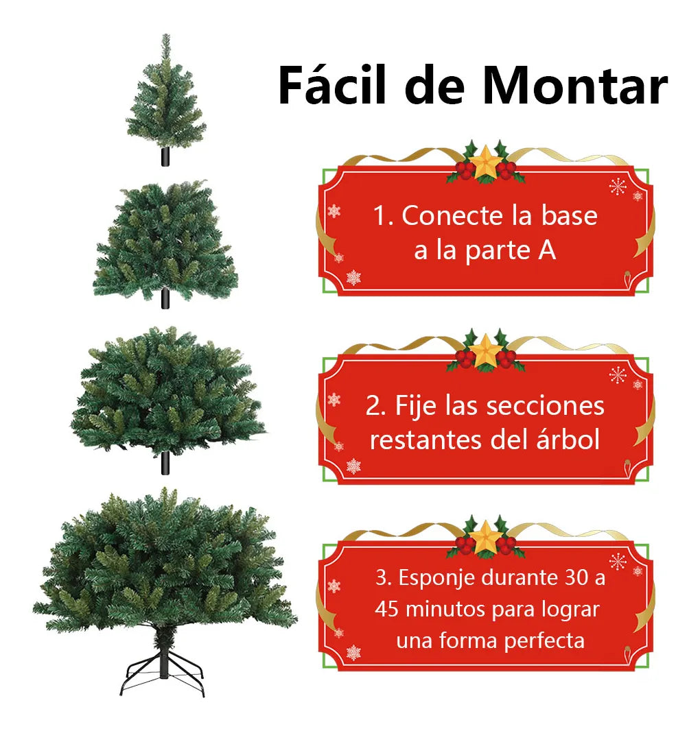 Árbol De Navidad Pino Artificial 2.40 M Cm-top Frondoso 1400 Ramas Color Verde Decoración Navideña