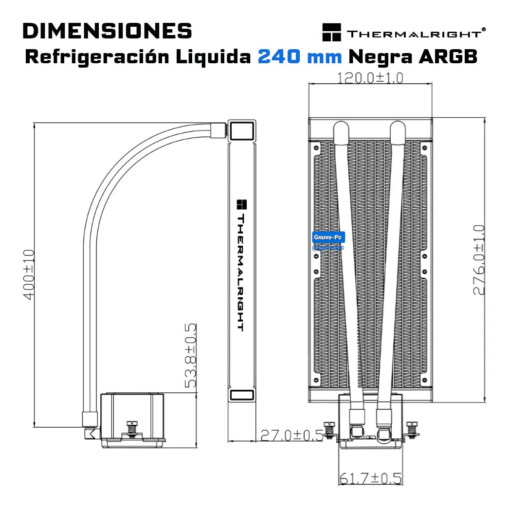 Enfriamiento Liquido Ta Pc Cpu 240mm Argb Lga 1700 Am5 Am4