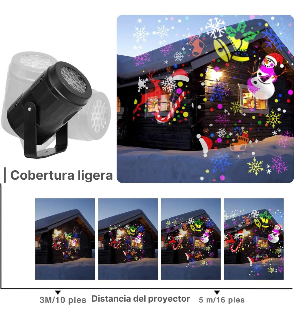Proyector Led Navidad Figuras Interior Giratorio Multicolor