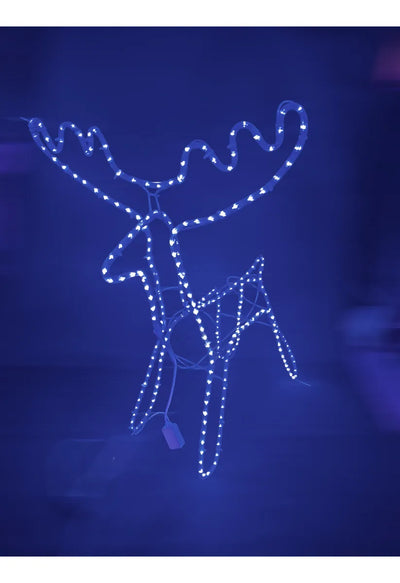 Reno Navideño En Manguera Led Y Estructura Metálica 105 Cm Azul