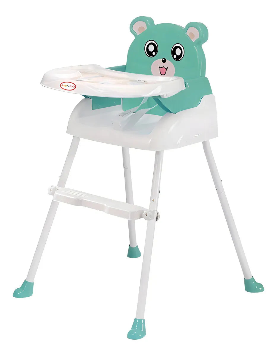 Silla Comedor Para Bebe Portátil Niños 4 En 1 Color Verde Menta Liso