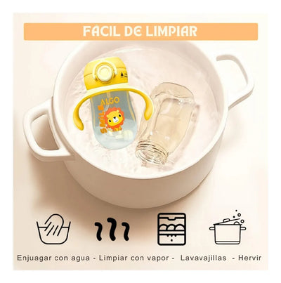 Vaso Entrenador 12oz Antiderrame Con Pitillo 330ml Para Bebe Color Turquesa