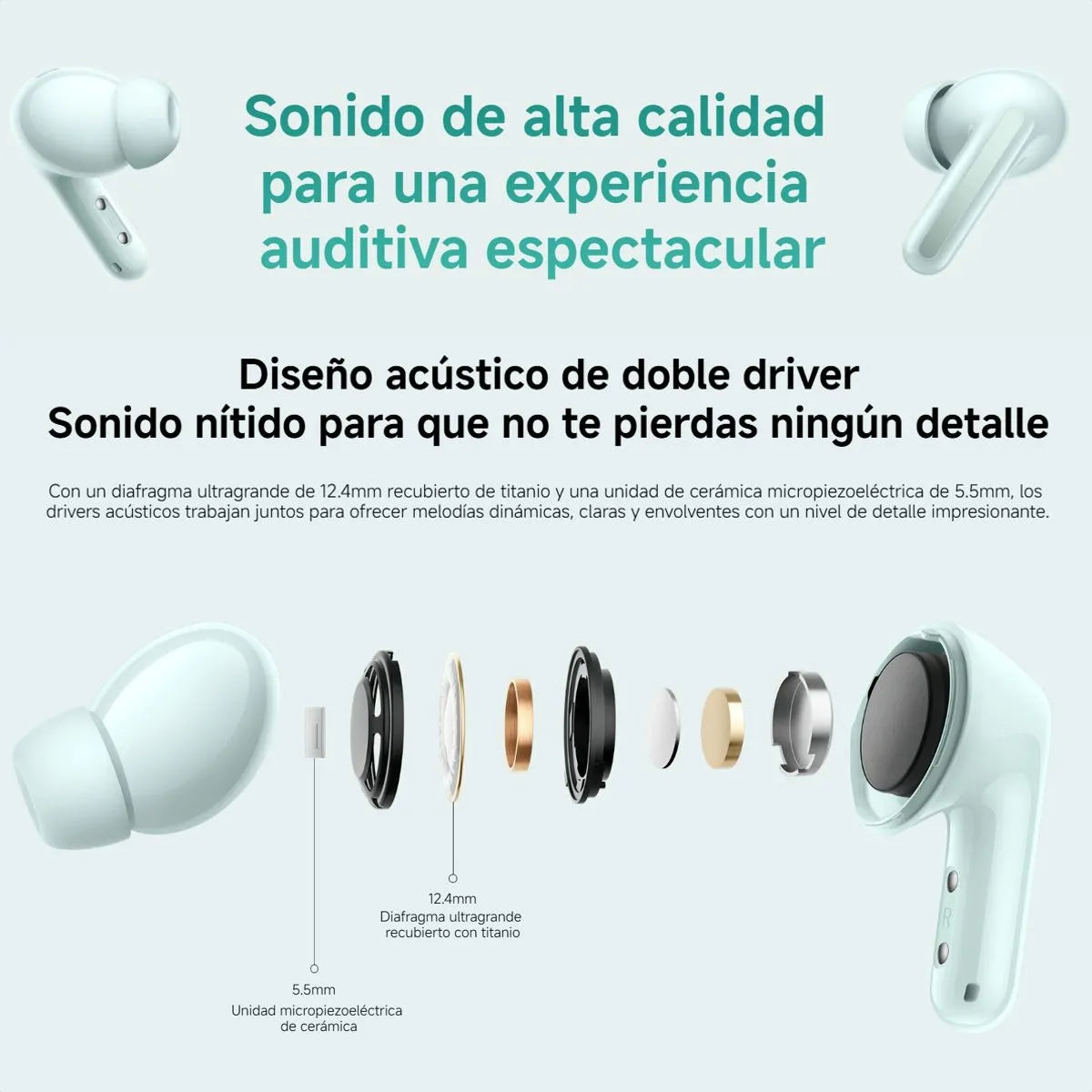 Xiaomi Redmi Buds 6, Auriculares Táctil, Anc 2-mic Ip54, Blk Negro
