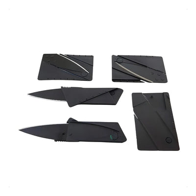 Tarjeta portátil plegable con cuchillo, cartera negra, defensa personal