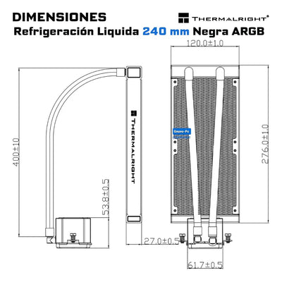 Enfriamiento Liquido Ta Pc Cpu 240mm Argb Lga 1700 Am5 Am4 Negro