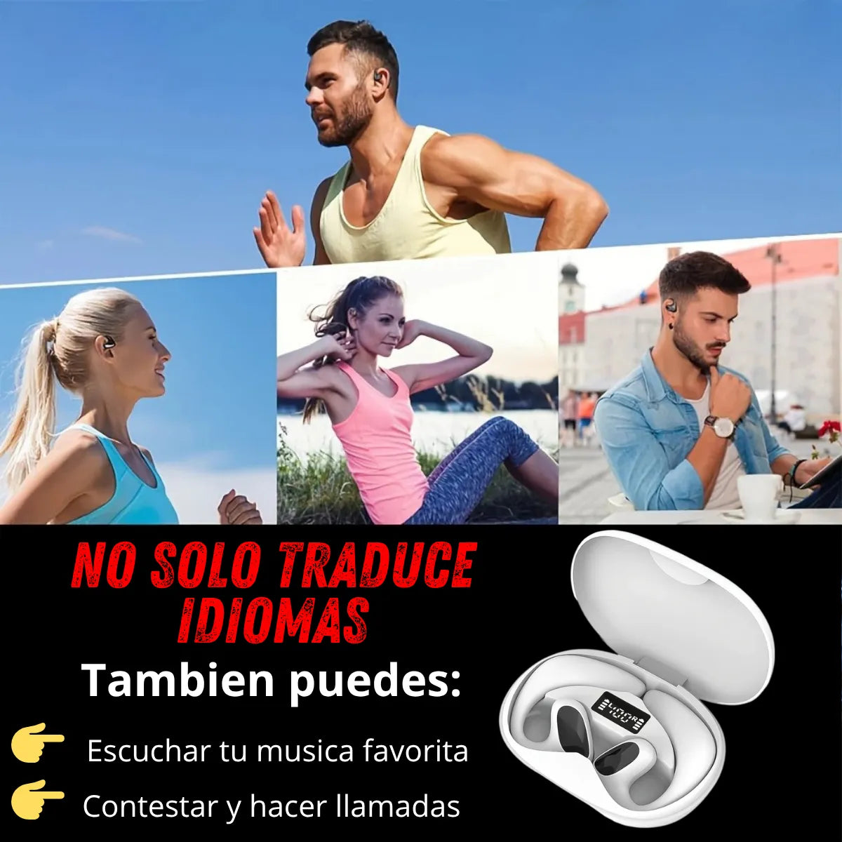 Auriculares Audifonos De Traduccion Simultanea De Idiomas Negro