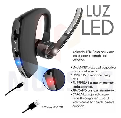 Manos Libres V8 Audífonos Especiales Conductor Carro / Moto Negro