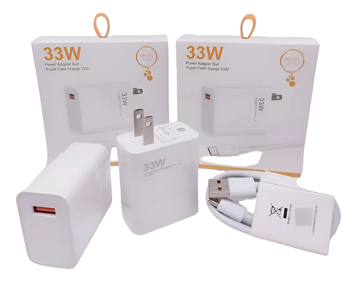 Cargador Celular Rápido 33w Compatible Xiaomi Genérico Usb C Blanco