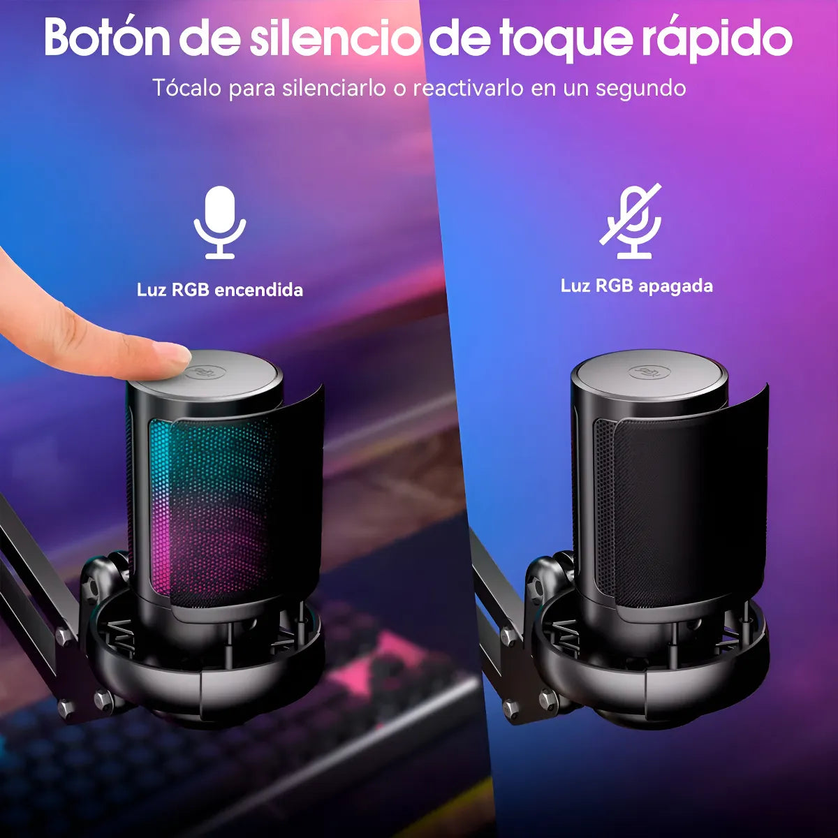 Micrófono Con Soporte de Brazo Condensador Cardioide USB para Gamer Para Pc Para Celular Tipo C Podcast streaming Luuk Young U850B Negro
