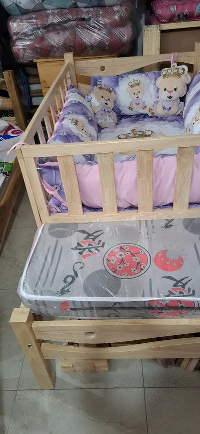 Cama Cuna Flor Morado, Corral De 150cm Natural Flor Morado