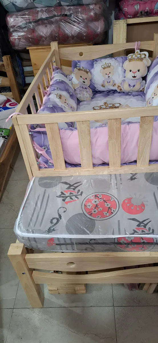 Cama Cuna Flor Morado, Corral De 150cm Natural Flor Morado