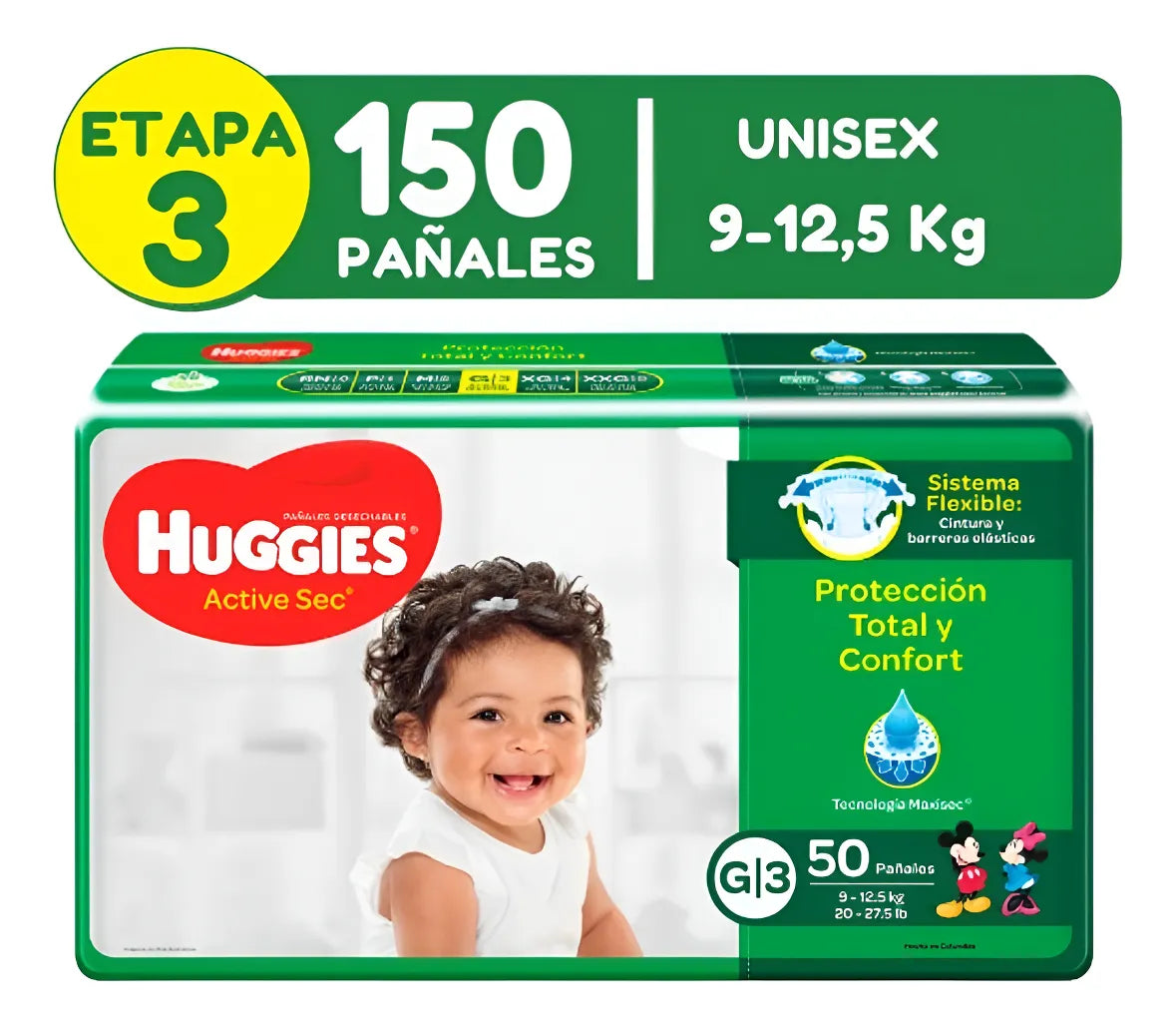 Pañales Huggies Etapa 3 X 150 U. Pañales Etapa 3 Desechables Etapa 3/g Sin Género