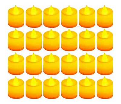24 Velas Ligeras Electrónicas De Led Con Efecto Llama Luz Amarilla - Cilindro