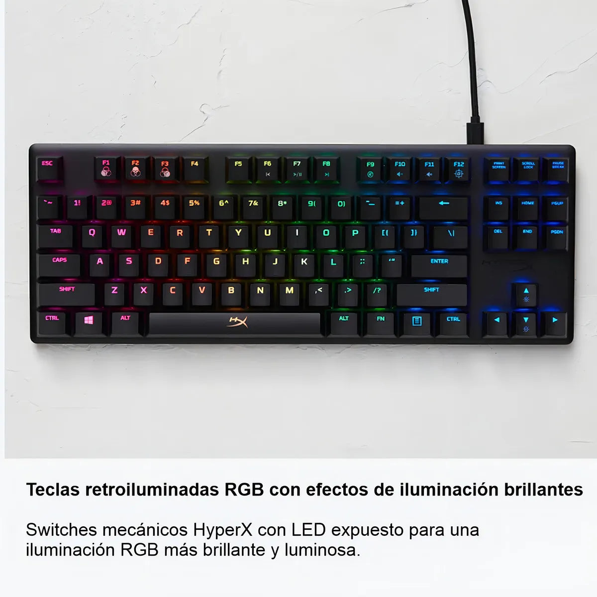 Teclado HyperX Alloy QWERTY Red- Linear inglés US color negro con luz RGB