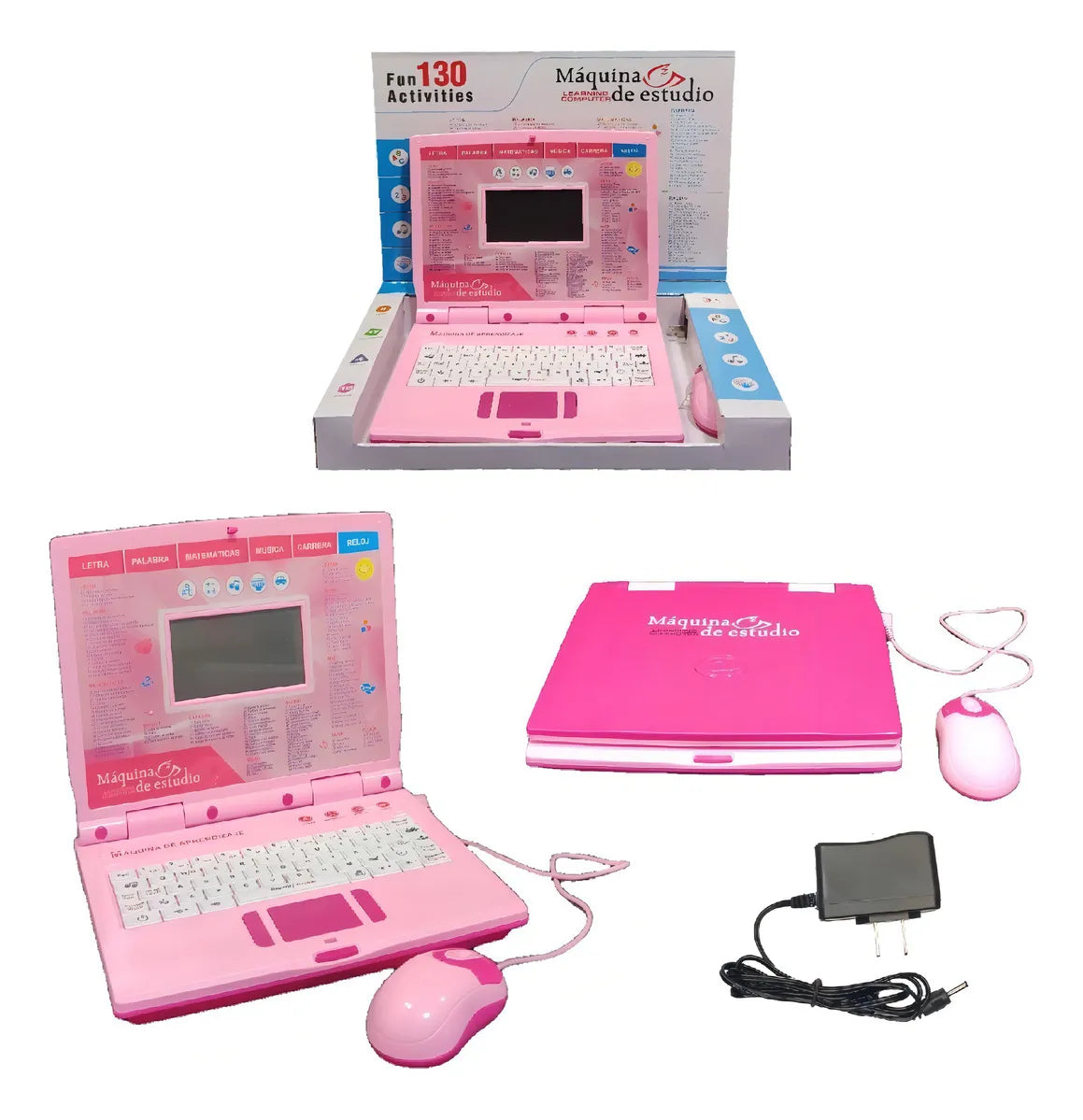 Computador Didáctico Bilingüe 130 Funciones Bei Tian 3-10 Años Rosa