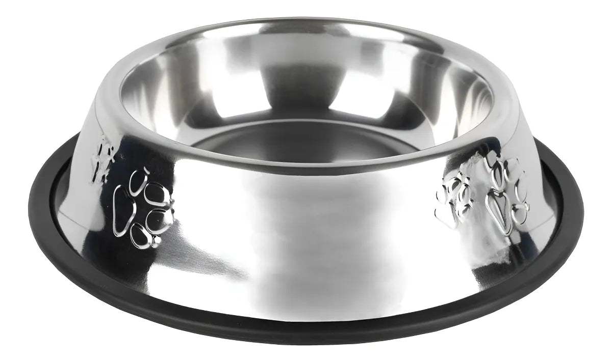 Plato Comedero Bebedero Gato Perro 25 Cm Acero Inoxidable Plateado