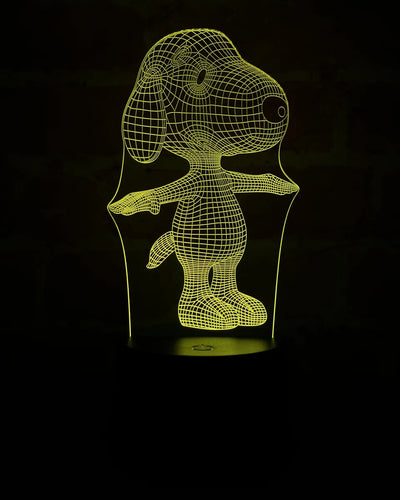 Lámpara De Noche Led 3d Snoopy Holograma Decoración Regalo - Negro
