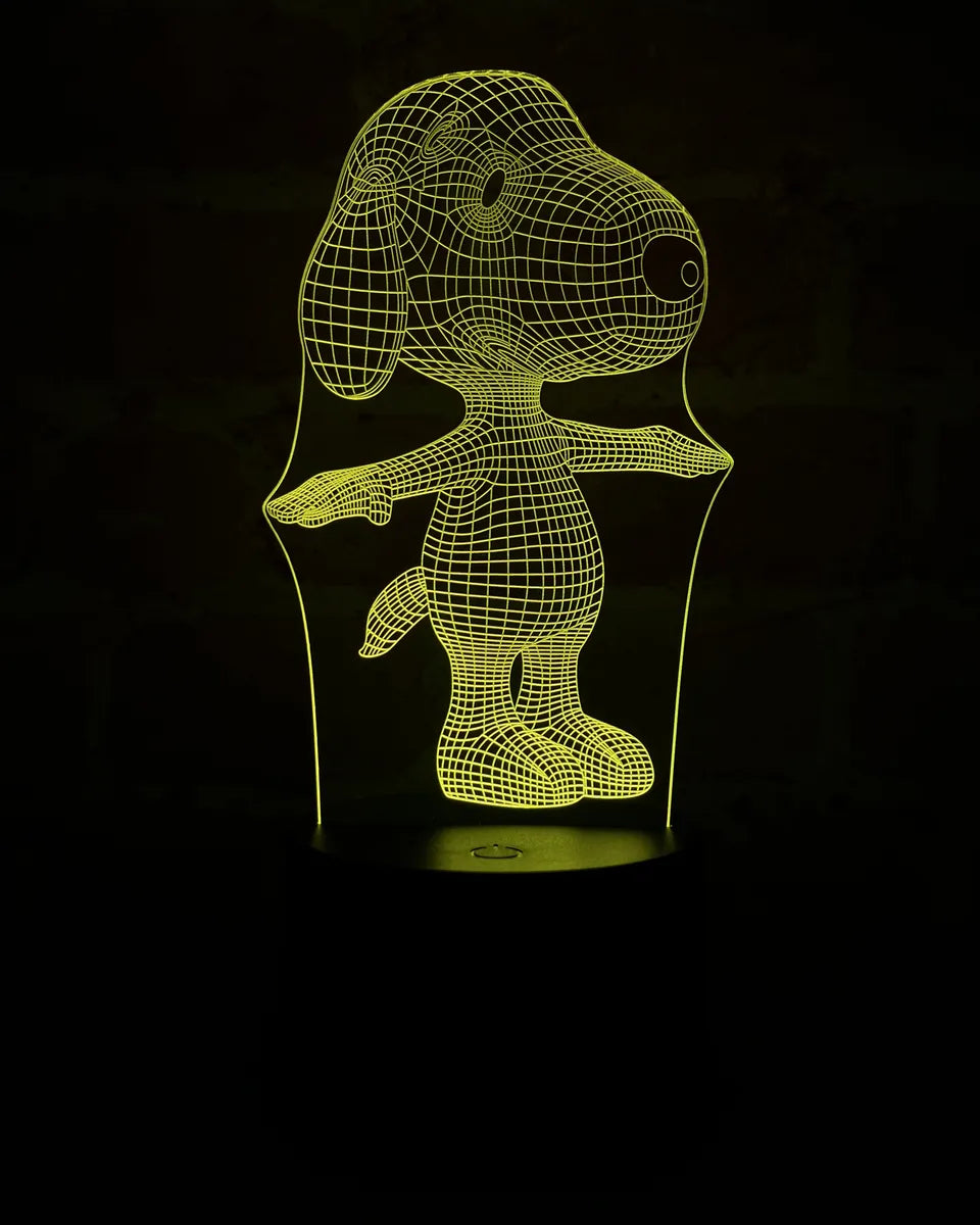 Lámpara De Noche Led 3d Snoopy Holograma Decoración Regalo - Negro