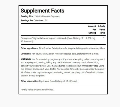 Fenugreek 2000mg 100 Capsulas