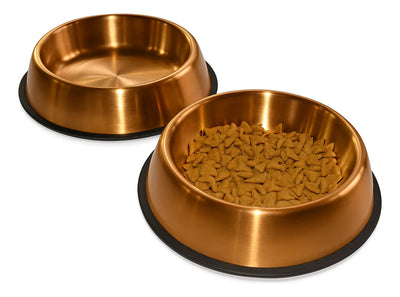 Plato Comedero Bronce Perro Grande Acero Inoxidable 21cm