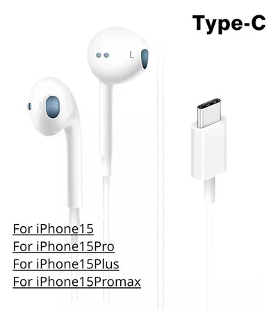 Manos Libres Audifonos Para Iphone 15 Todos Conexión Tipo C Blanco