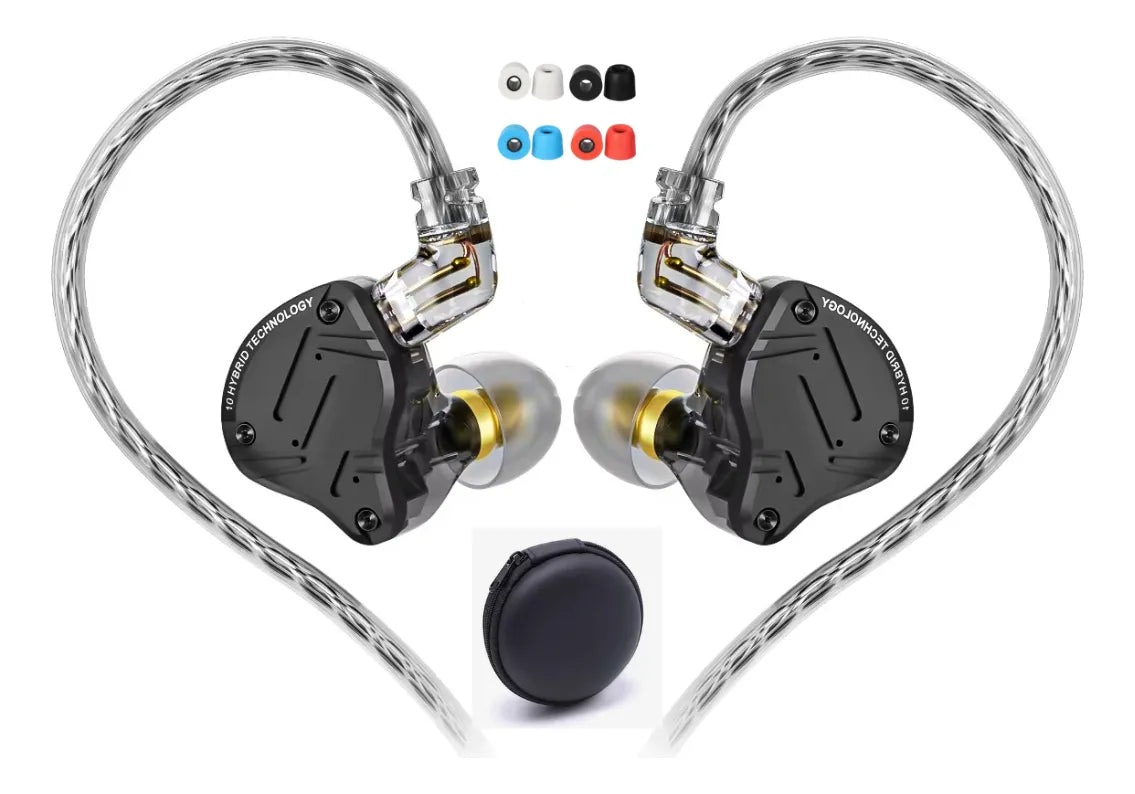 Audífonos Kz Zs10 Pro X Monitor In Ear Con Micro Y Estuche Negro