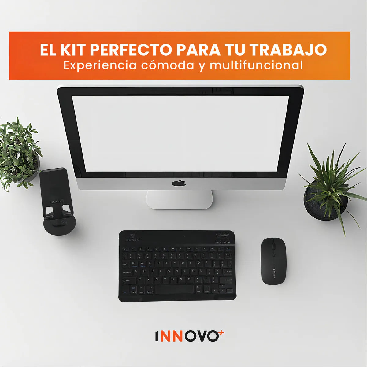 Teclado Inalambrico 3 En 1 Jertech Inn Receptor Usb Mouse Soporte Tablet O Celular Portatil