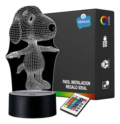 Lámpara De Noche Led 3d Snoopy Holograma Decoración Regalo - Negro