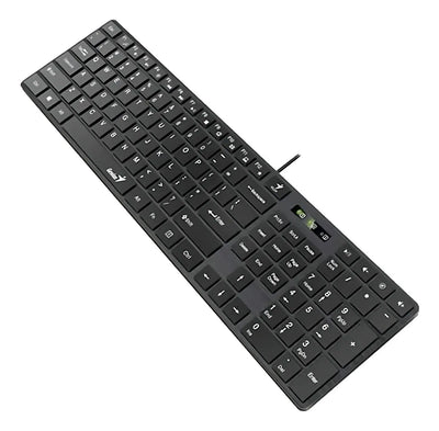 Teclado Genius SlimStar QWERTY Membrana español color negro con luz no