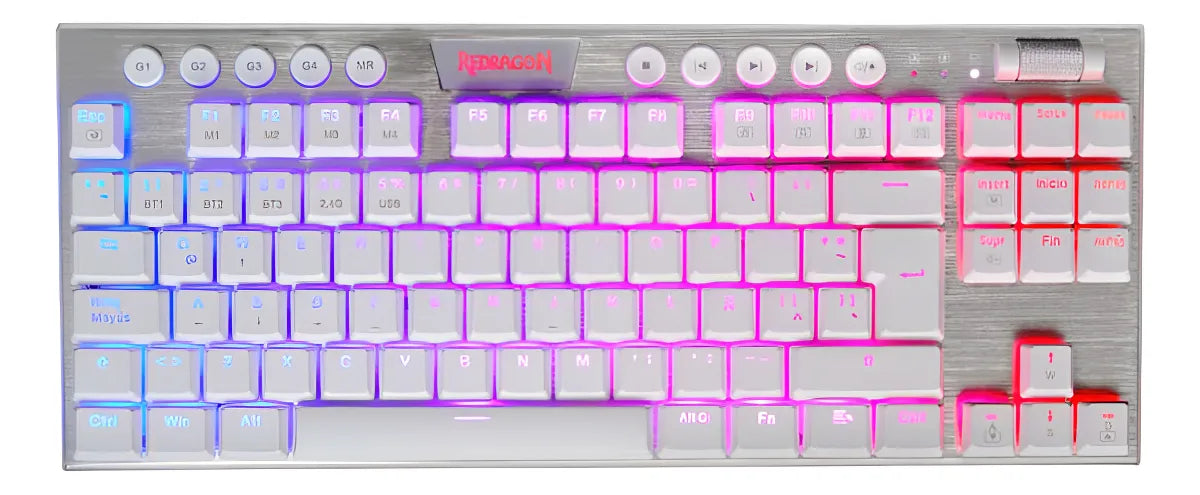 Teclado Gamer Inalámbrico Redragon Horus K621w Tkl Blanc Rgb Idioma Español Latinoamérica Color Del Teclado Blanco