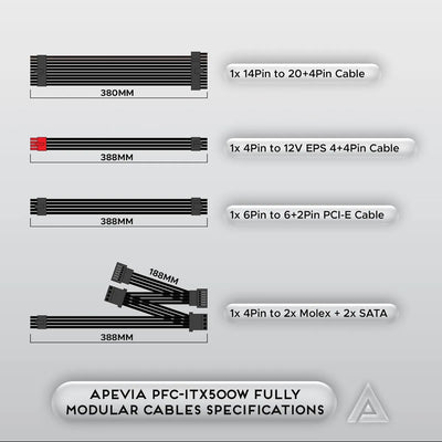 Fuente De Poder 500w Apevia Itx Modular Para Pc