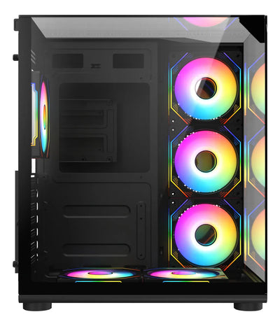 Chasis Gamer Iceberg Crystal Cube S Black 6 Fans Argb Negro
