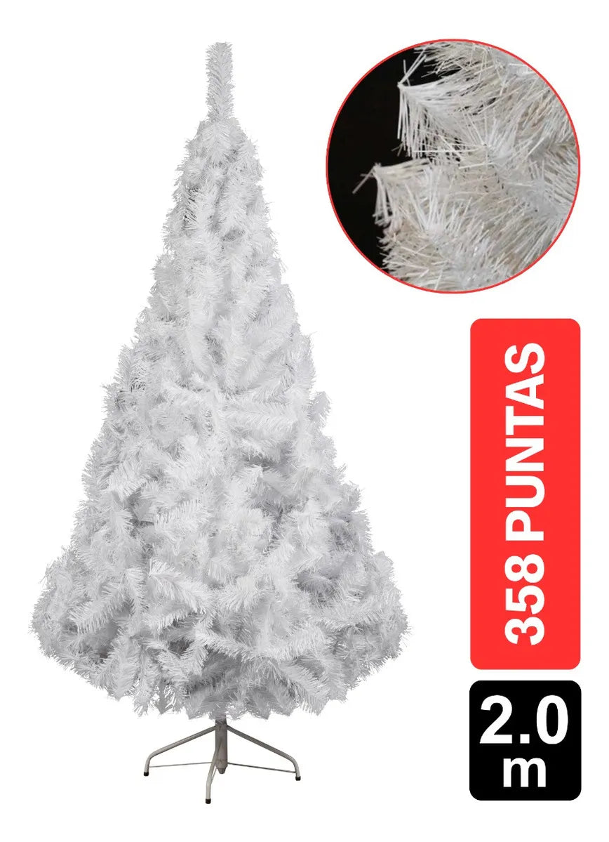 Arbol De Navidad Siberiano 2.00m 358 Puntas Gio Home Pino Navideño Look Natural Base Metalica Artificial Para Decoracion Con Bolas Adornos Extension Cintas Bombillos Botas Campanas Luces Estrella Noel