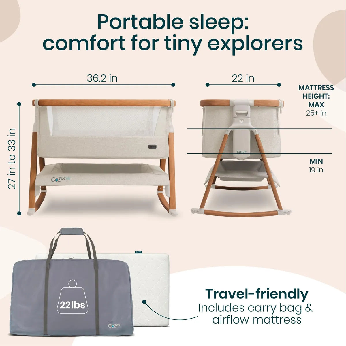 Cuna Y Cama De Noche Plegable Para Bebé Con Mecedora 0-6 Mes