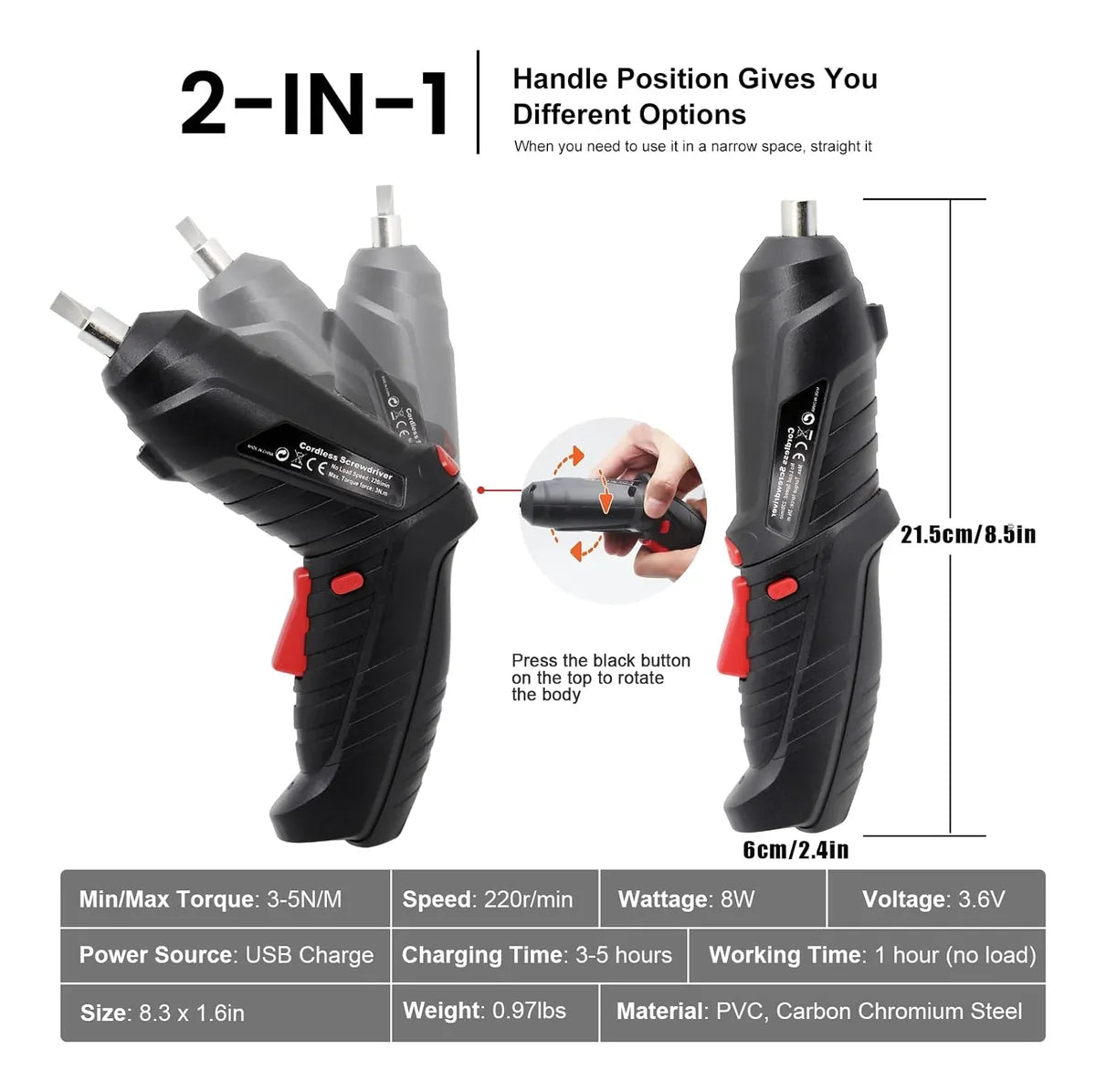 Destornillador Inalambrico Electrico 47 En 1 Recargable Negro