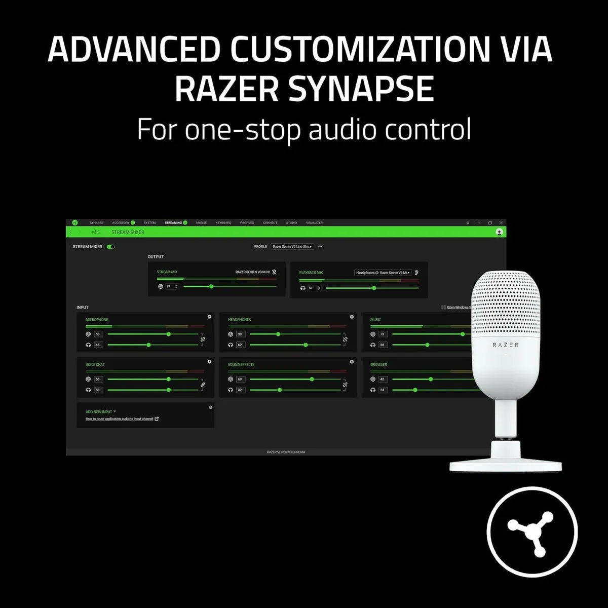 Micrófono Razer Seiren V3 Mini Ultra Compacto Usb Color Blanco
